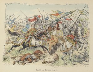 De Chevalier de Bayard vecht tegen de Spanjaarden bij de Slag bij Fornovo, Italië, 1495 door Paul de Semant